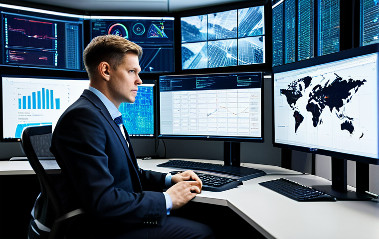 A professional network administrator, either male or female, dressed in a modest business suit. Seated at a workstation in a cutting-edge network operations center (NOC), with multiple large screens displaying complex network topologies, real-time cybersecurity threat intelligence dashboards, and intricate hybrid cloud architecture diagrams. The background features server racks and data center elements, subtly integrated with abstract representations of secure cloud services. The subject appears deeply focused and analytical, showcasing expert problem-solving in a high-stakes, technologically advanced environment. Professional photography, high detail, sharp focus, vibrant digital colors, perfect anatomy, correct proportions, natural pose, well-formed hands, proper finger count, natural body proportions, safe for work, appropriate content, fully clothed, professional.
