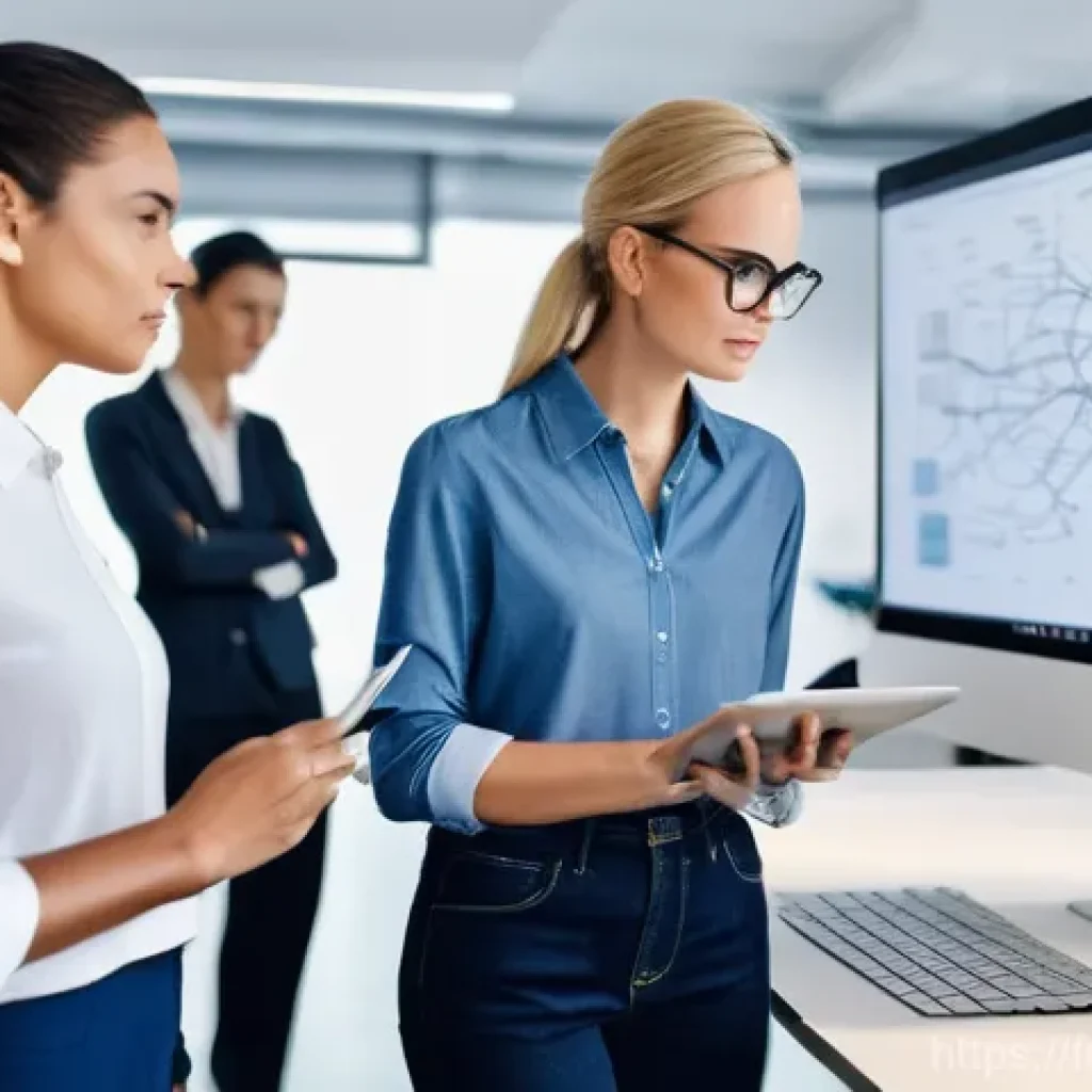 네트워크관리사 취득 후 성공적인 커리어 전환 사례 - **Prompt:** A diverse group of four IT professionals, ranging from their late 20s to early 50s, coll...