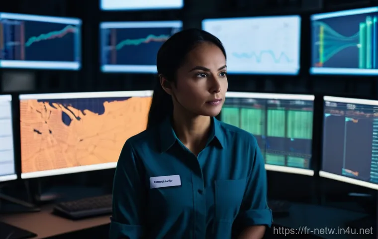 네트워크 실무에서 발생한 장애 대응 및 복구 사례 - **Prompt 1: Proactive Network Monitoring Control Room**
A highly detailed, realistic image of a ...