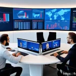 네트워크 실무에서 자주 사용하는 VPN 설정 사례 - A professional office environment showing a diverse team of French businesspeople working collaborat...