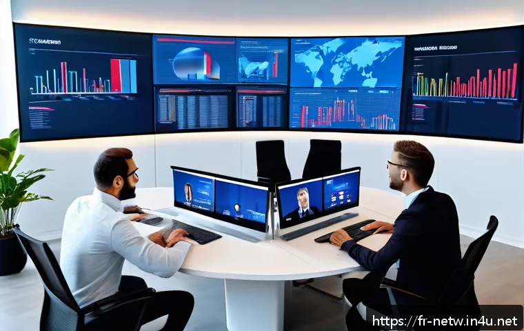 네트워크 실무에서 자주 사용하는 VPN 설정 사례 - A professional office environment showing a diverse team of French businesspeople working collaborat...