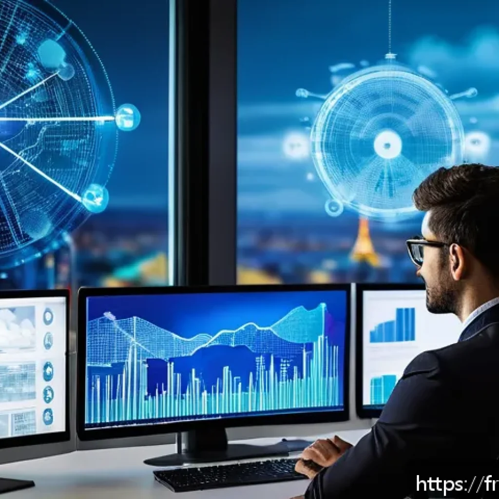 네트워크 자격증과 클라우드 네트워크 관리의 연계성 - A professional cloud network engineer working in a modern French office environment, analyzing compl...